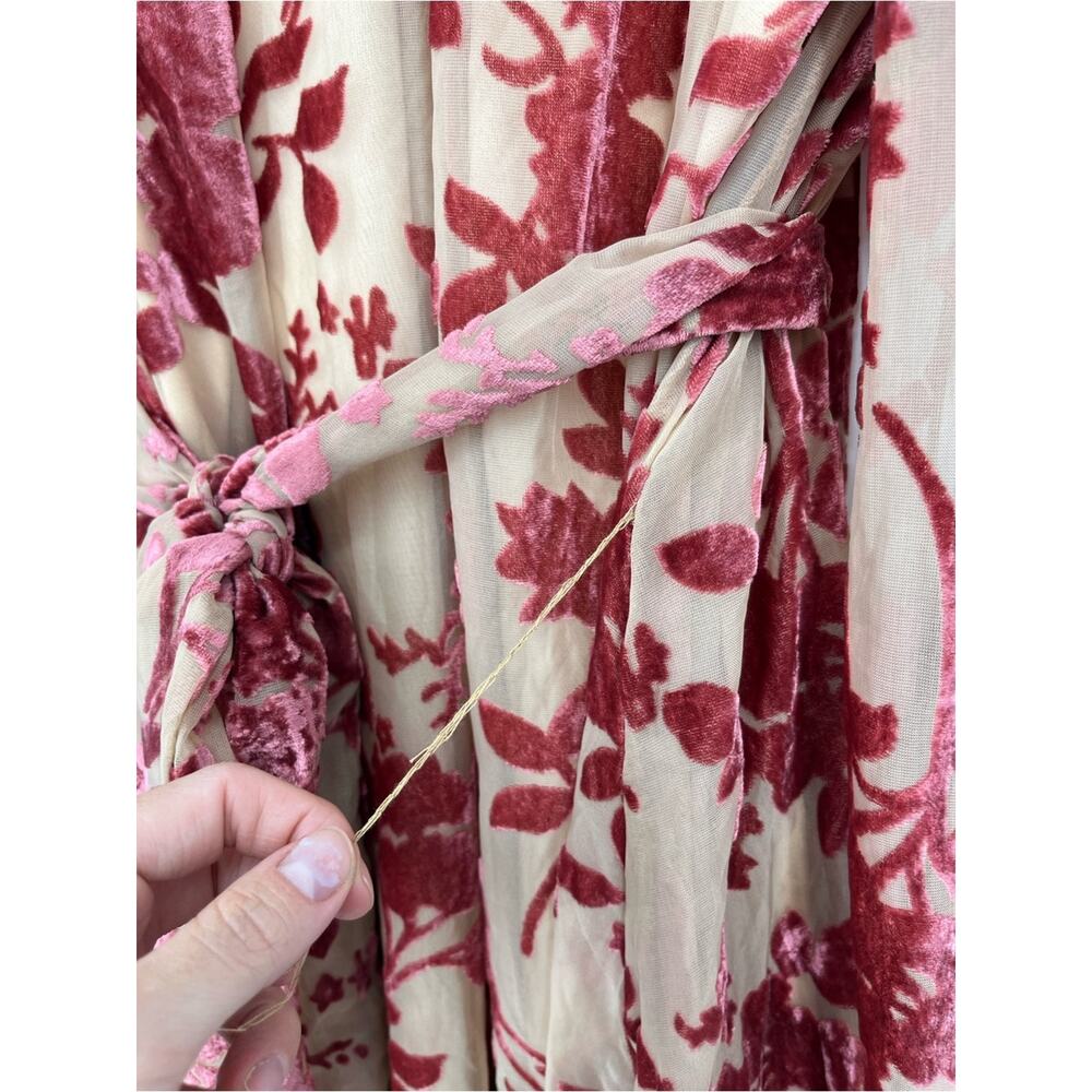 Vici Calgary Floral Velvet Burnout Tie Dress XL Mini Billowy Whimsy Boho Fairy - Picture 7 of 14